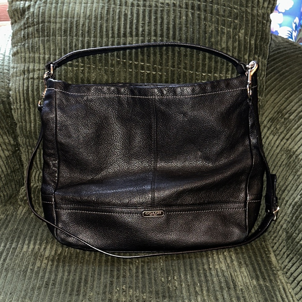 Coach Black Pebbled Leather Shoulder Bag